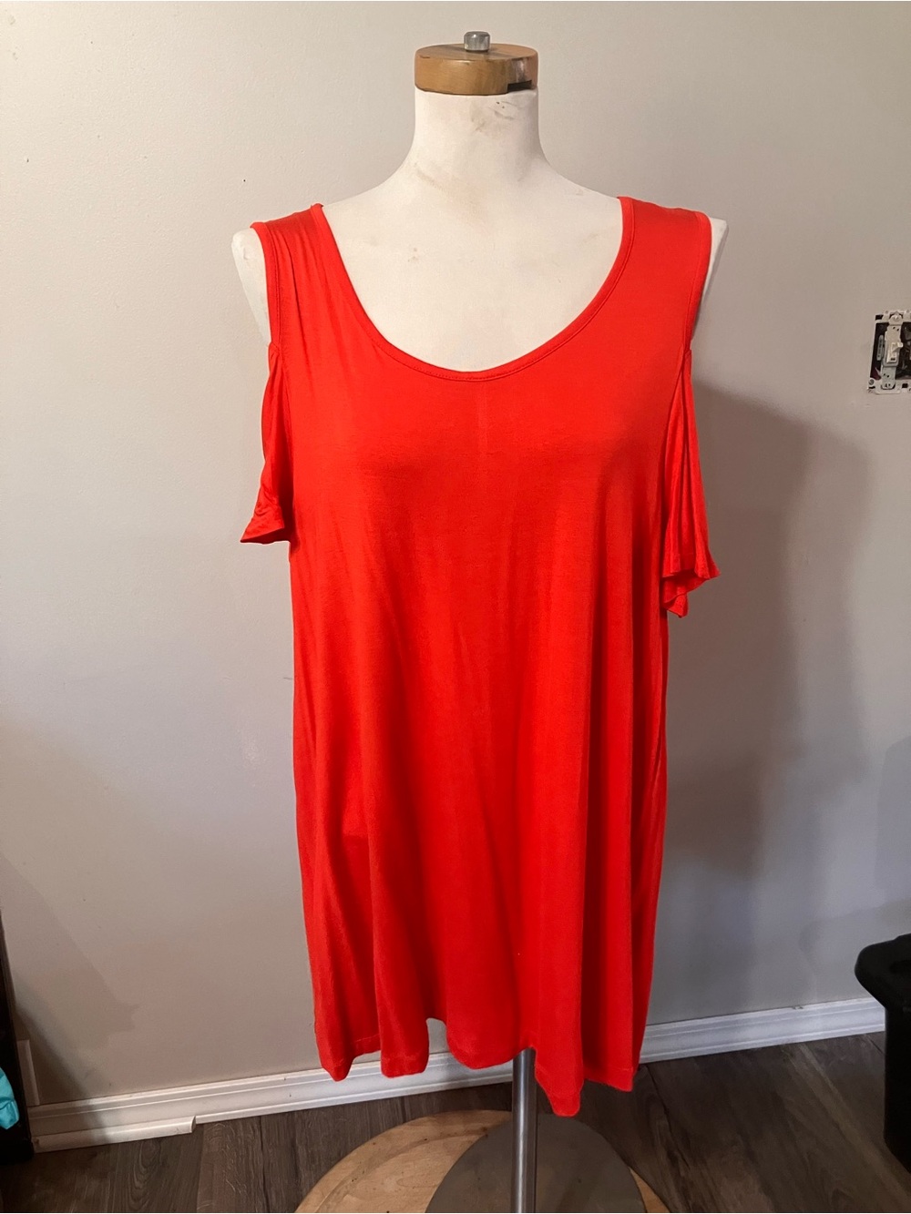 Lane Bryant Bright Red Cold-Shoulder Tee